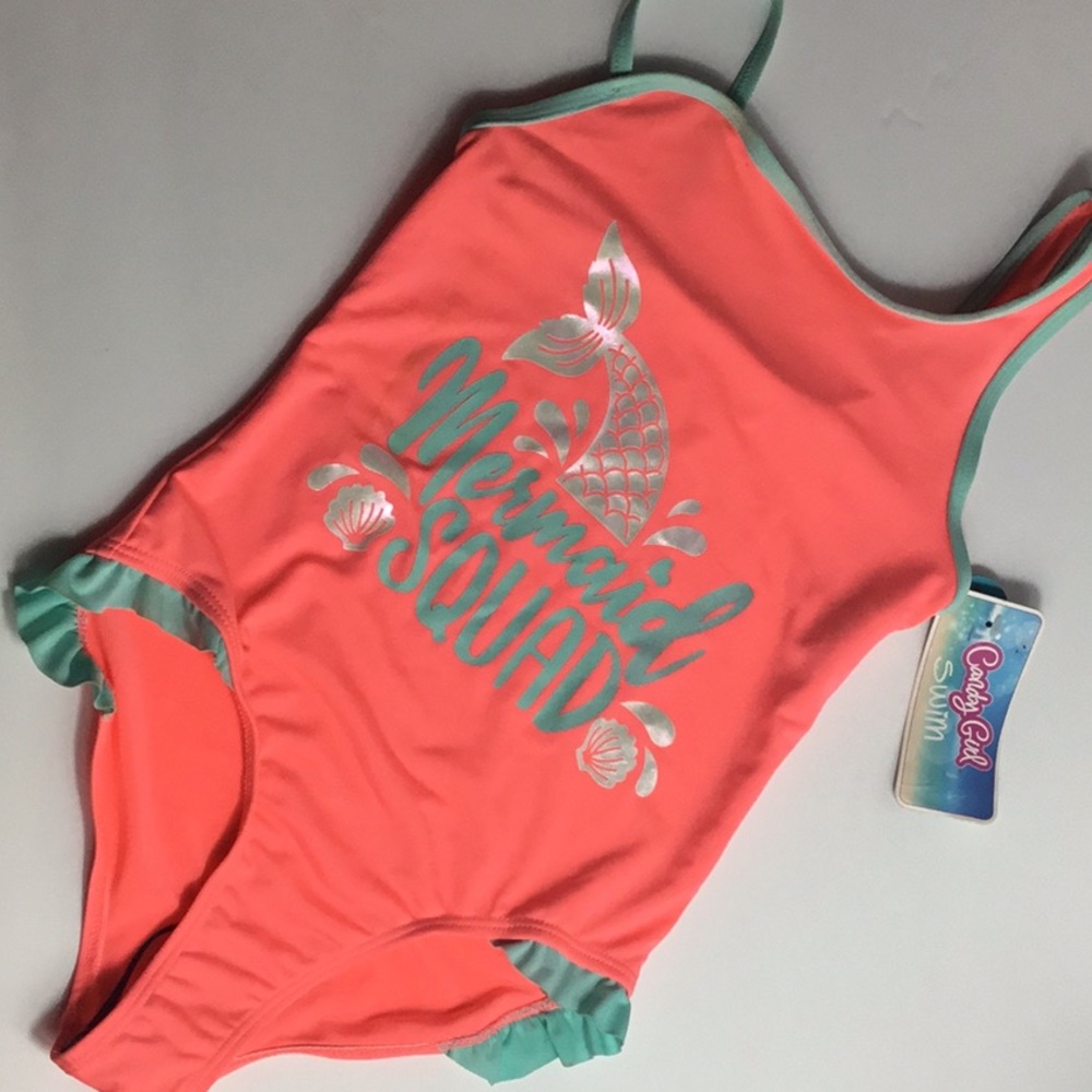 Candy Girl Swim Swimsuit Peach and Green One Piece